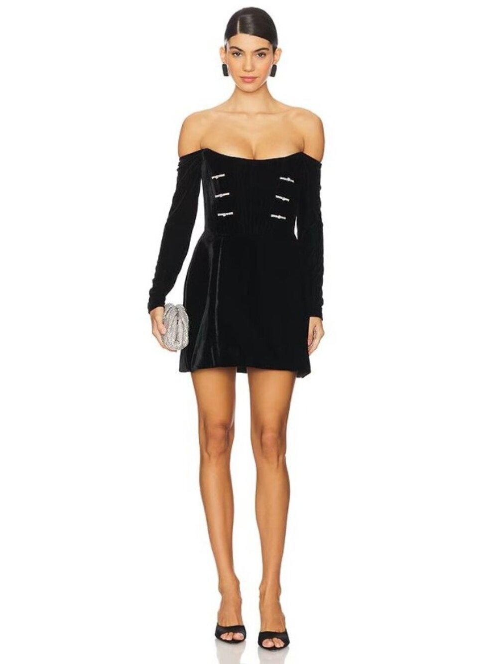 Sau Lee Viv Velvet Mini Dress Black Womens Size 8